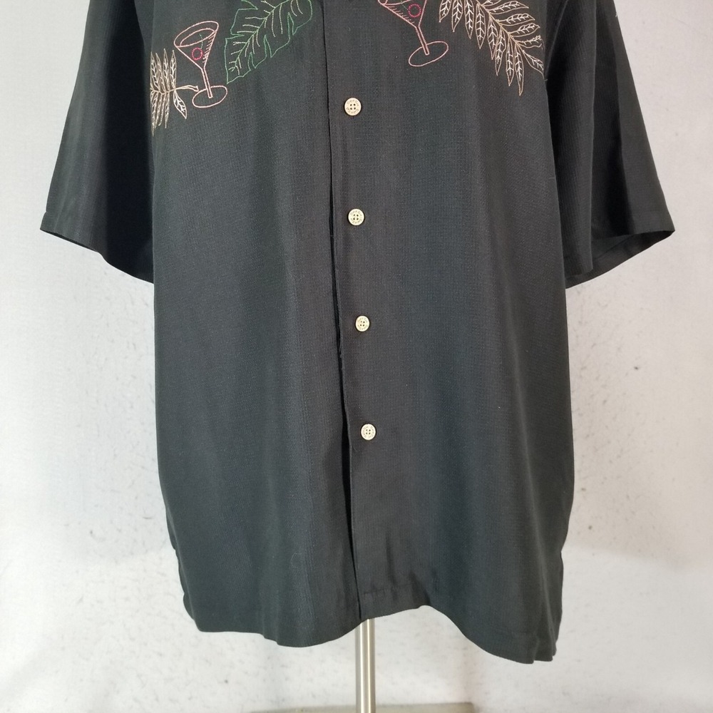 Batik Bay shirt men's 2XL XXL black embroidered Camp Lounge Hawaiian - Picture 3 of 11